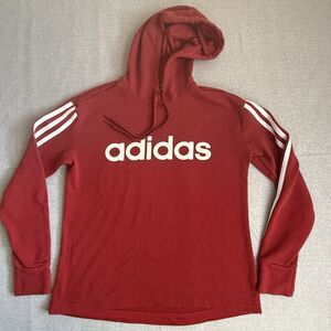 Adidas Hoodie Sweatshirt Womens Medium Red Long Sleeve Pullover Athleisure